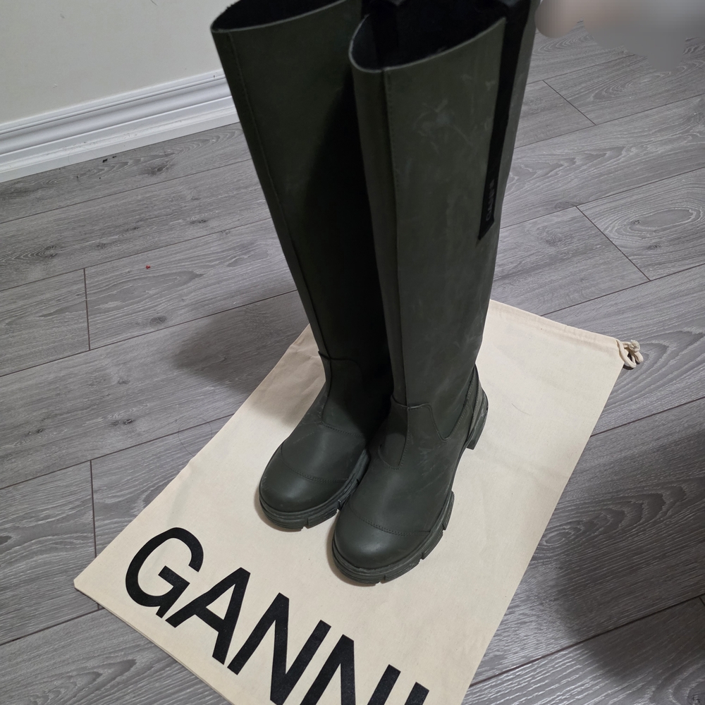 GANNI Tall Green Rain Boots